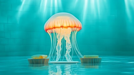 Canvas Print - Jellyfish in a Pool.