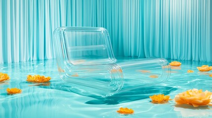 Sticker - Glass Chair In Pool with Yellow Flowers