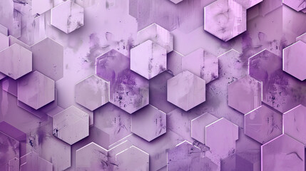 Canvas Print - A lavender background with a geometric pattern, featuring a series of interlocking hexagons in varying shades of lavender. The modern design creates a dynamic and eye-catching effect.