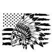 © MEM - Native Head Dress Skull | Native American Skull | Skull | Distressed US Flag | Human Skull | Indian Skull | Tepee | Feather Head | Original Illustration | Vector and Clipart | Cutfile and Stencil