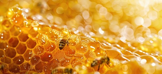 Wall Mural - Bees on Honeycomb