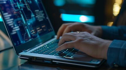 data science digital technology concept computer science engineer programming on laptop at office da