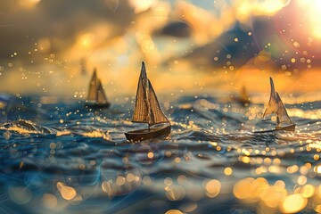 Wall Mural - a group of sailboats floating on top of a body of water