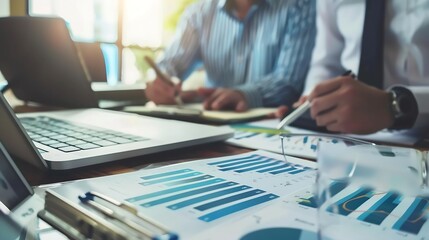 Aufkleber - Business advisor meeting to analyze and discuss the situation on the financial report in the meeting roomInvestment Consultant : Generative AI