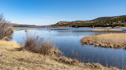 Storrie Lake State Park Recreations area in Las Vegas New Mexico : Generative AI