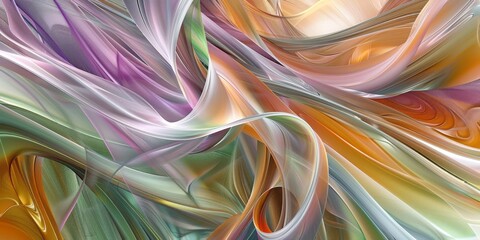 Wall Mural - A mesmerizing abstract artwork featuring colorful fluid swirls and waves that create a dynamic visual effect.