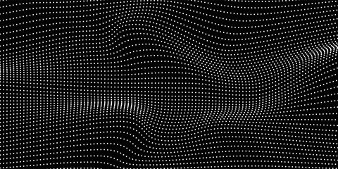 Dot white black wave technology texture background. Abstract big data digital concept. 3d rendering.