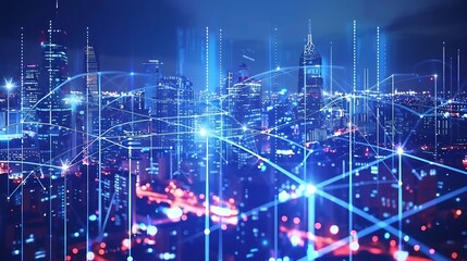 Poster - Smart city and communication network concept 5G IoT Internet of Things Telecommunication : Generative AI