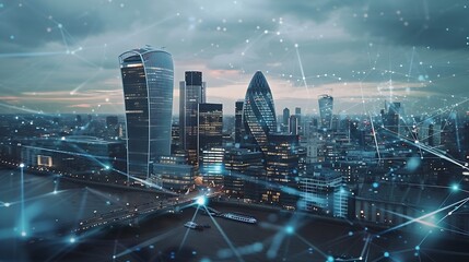 Leinwandbilder - Abstract technology background in London for global business concept : Generative AI