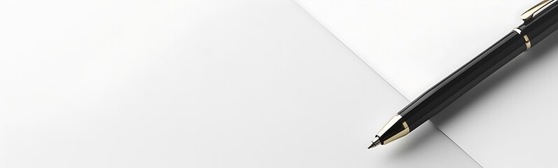 Leinwandbilder - Solid White Background with Business Document and Pen, Ample Copy Space
