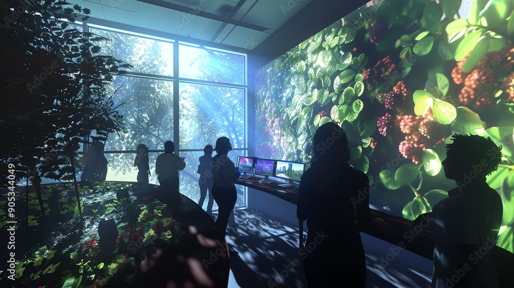 Visitors explore a vibrant exhibition showcasing nature through ...