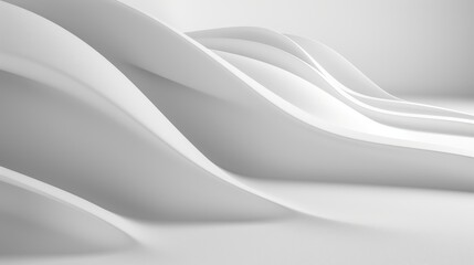 Wall Mural - Abstract minimalistic architectural space with soft sunlight and smooth white shapes