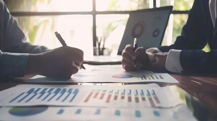 Aufkleber - Business advisor meeting to analyze and discuss the situation on the financial report in the meeting roomInvestment Consultant : Generative AI