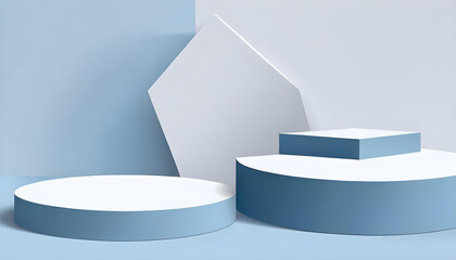 Wall Mural - White blue podium stage product sale promotion background 10