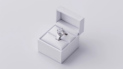 Sticker - Diamond ring displayed in a white box on a plain background