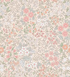 © ann_and_pen - Cute floral pattern in the small flowers. Seamless vector texture. Elegant template for fashion prints. Printing with small orange and pink flowers. Ivory background.