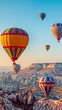 © mooncux - Colorful Hot Air Balloons Flying Over Cappadocia. AI generated illustration.