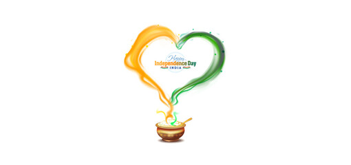 Sticker - Independence day of India. Tricolor hot smoke steam with food background.