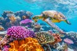© Papugrat - turtle and coral reef , copy space concept for wallpaper or background