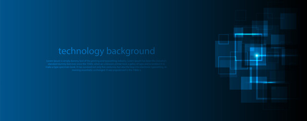 Wall Mural - abstract technology futuristic digital graphic concept square pattern with lighting glowing particle