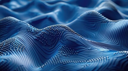 Poster - blue abstract background with dots and waves