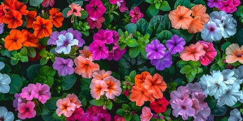 Wall Mural - Colorful Petunias in Full Bloom, A Vibrant Floral Display