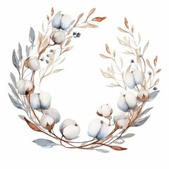 Poster - Watercolor Cotton Wreath