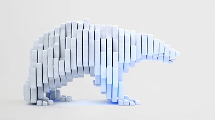 Wall Mural - abstract representation of data analysis and manipulation tool concept with a polar bear made of whi
