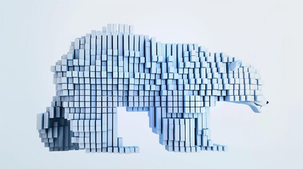 Wall Mural - abstract bear shape formed by vertical bars, symbolizing data analysis and manipulation using the po