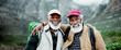 © peopleimages.com - Portrait, senior or black people hiking in nature in outdoor adventure or journey in woods for travel. Face, wellness or happy friends on break for holiday, vacation or trekking to explore with smile