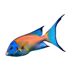 coral reef fish swimming isolated on transparent background