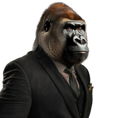 Sticker - 
gorilla dressed in a black suit No background