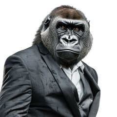 Wall Mural - 
gorilla dressed in a black suit No background