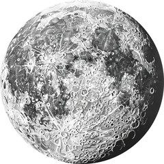 Poster - Black and white moon isolated on transparent background. PNG