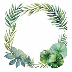 Poster - Watercolor Tropical Leaves Wreath