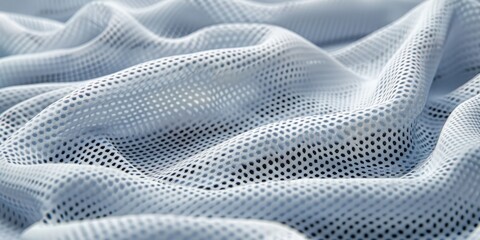 Close-up of a Light Blue Mesh Fabric