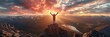 © DailyStock - Young Man Celebrating Victory on Mountain Summit at Sunrise With Arms Raised