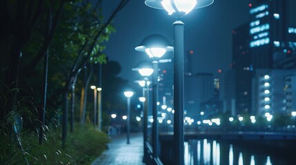 Sticker - Efficient LED street lights save energy and light urban roads