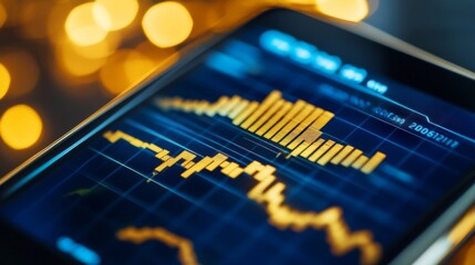 Aufkleber - Close-up of a financial chart displaying gold prices on a smartphone screen.