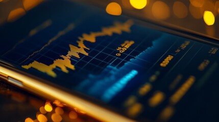 Aufkleber - Close-up of a financial chart displaying gold prices on a smartphone screen.