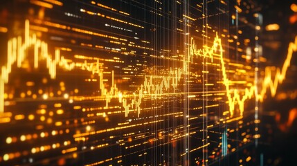 Aufkleber - Close-up of a gold price chart on a digital screen with sharp upward trends and indicators.