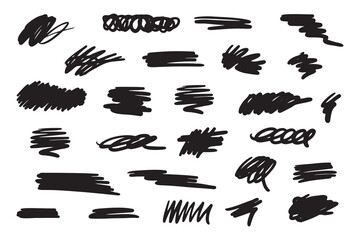 Poster - Abstract scribble, chaos doodle elements for design.  Chalk or marker hand drawn rouge scratches.
