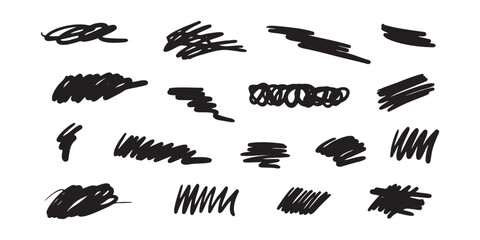 Poster - Abstract scribble, chaos doodle elements for design.  Chalk or marker hand drawn rouge scratches.