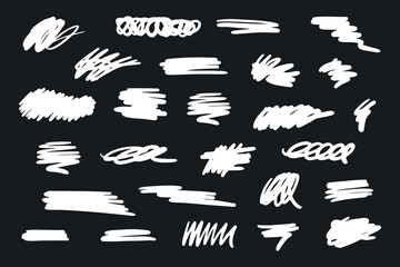 Poster - Abstract scribble, chaos doodle elements for design.  Chalk or marker hand drawn rouge scratches.
