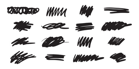 Poster - Abstract scribble, chaos doodle elements for design.  Chalk or marker hand drawn rouge scratches.
