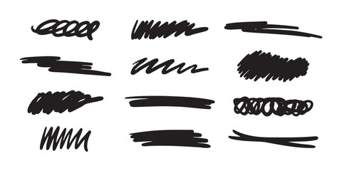 Poster - Abstract scribble, chaos doodle elements for design.  Chalk or marker hand drawn rouge scratches.