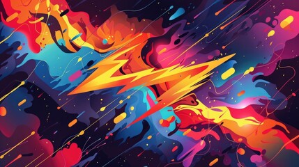 Wall Mural - Abstract lightning bolt background with graffiti elements vector illustration design