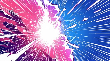 Abstract vector comic book background with an electric explosion