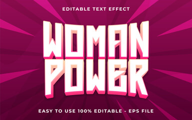 Poster - 3d Woman Power gradient sparkle text style effect template editable text effect