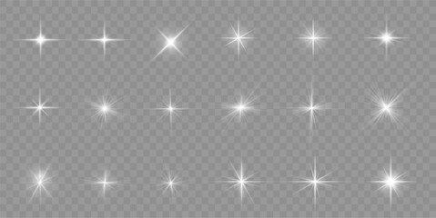 Wall Mural - Lights flare, star flash light, white sun rays